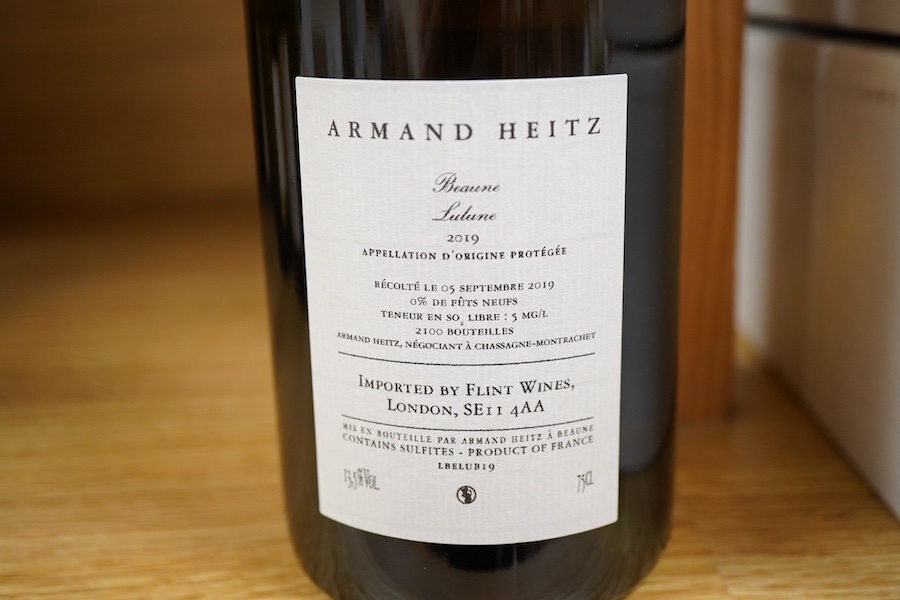 Armand Heitz Beaune Lalune, 2019 - two boxes of six bottles